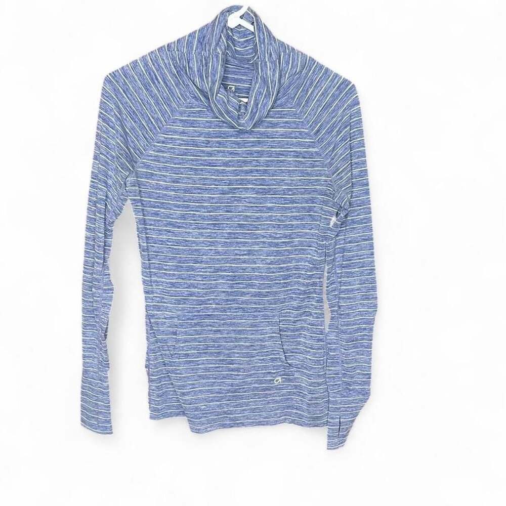 GapFit Blue and White Striped Long Sleeve Turtleneck